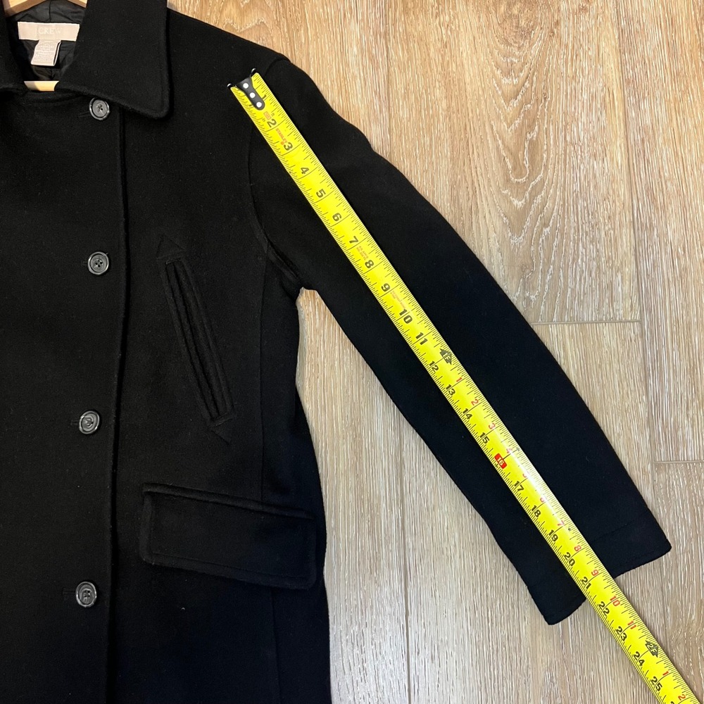 Vintage J.Crew Black Wool Peacoat | 90s Y2K Classic Double Breasted Coat size XS - Picture 8 of 11